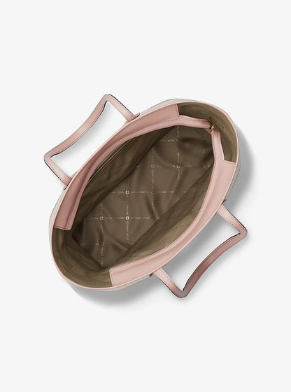 Eva Large Striped Signature Logo Tote Bag Powder Blush Powder Blush