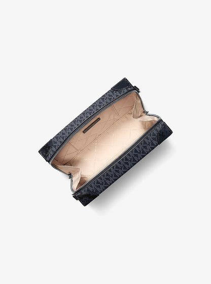 Jeanie Small Signature Logo and Snake Embossed Crossbody Bag Navy Navy