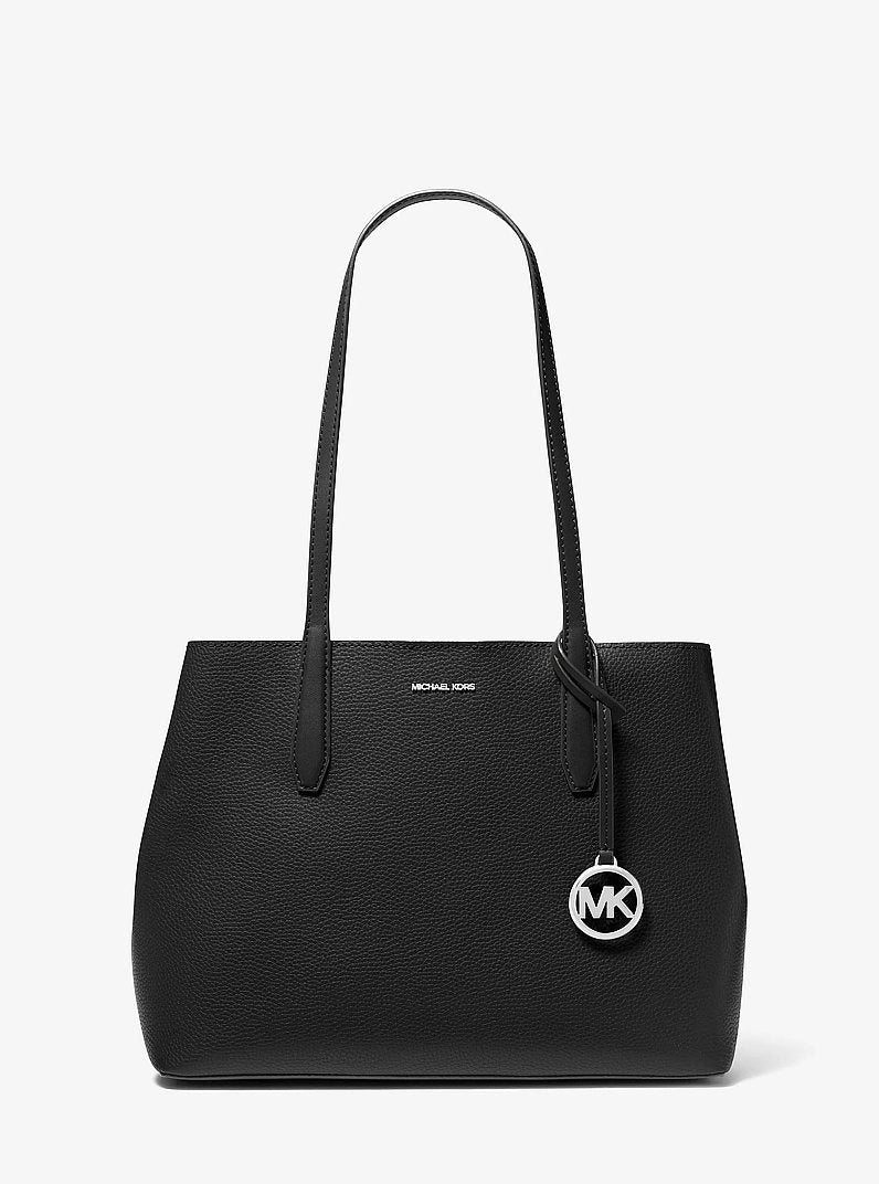 Avalon Medium Pebbled Leather Tote Bag Black Black