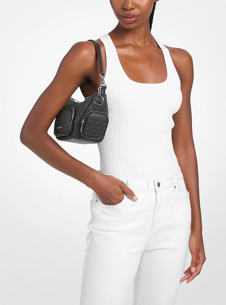 Merritt Small Signature Logo Convertible Crossbody Bag Black Black