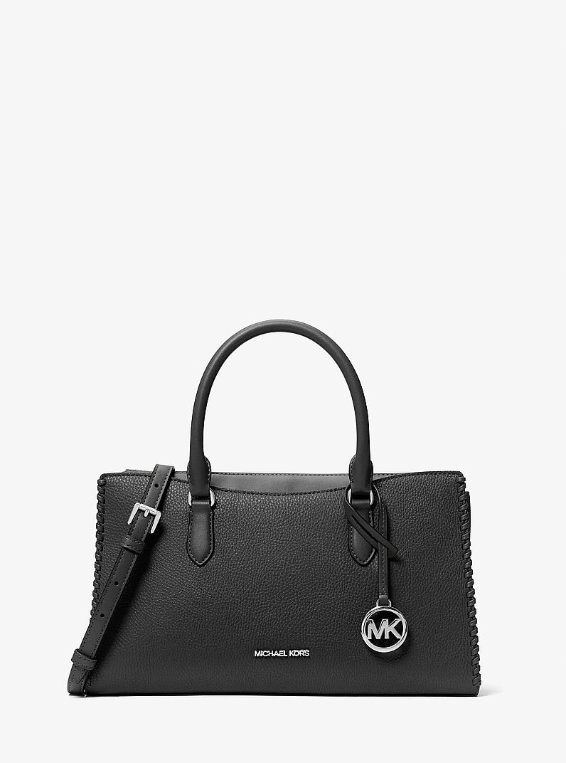 Arden Medium Top-Zip Satchel Black Black