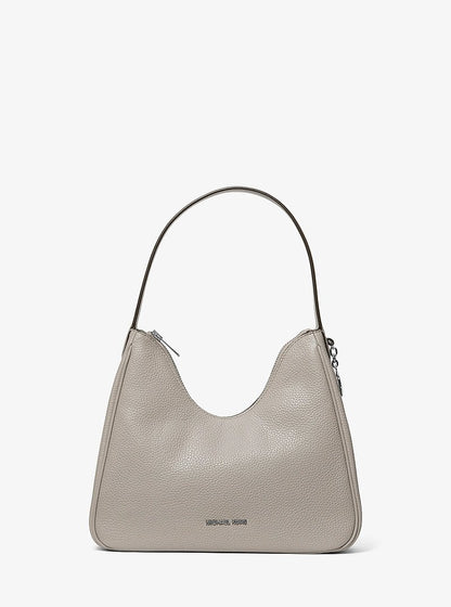 Nayla Small Pebbled Leather Hobo Shoulder Bag Pearl Grey Pearl Grey