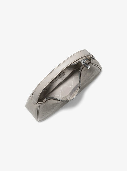 Nayla Small Pebbled Leather Hobo Shoulder Bag Pearl Grey Pearl Grey
