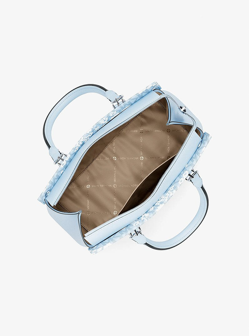 Marilyn Medium Printed Signature Logo Satchel Pale Ocean Pale Ocean