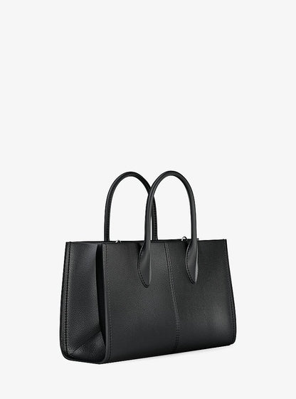 Mirella Medium Pebbled Leather Satchel Black Black
