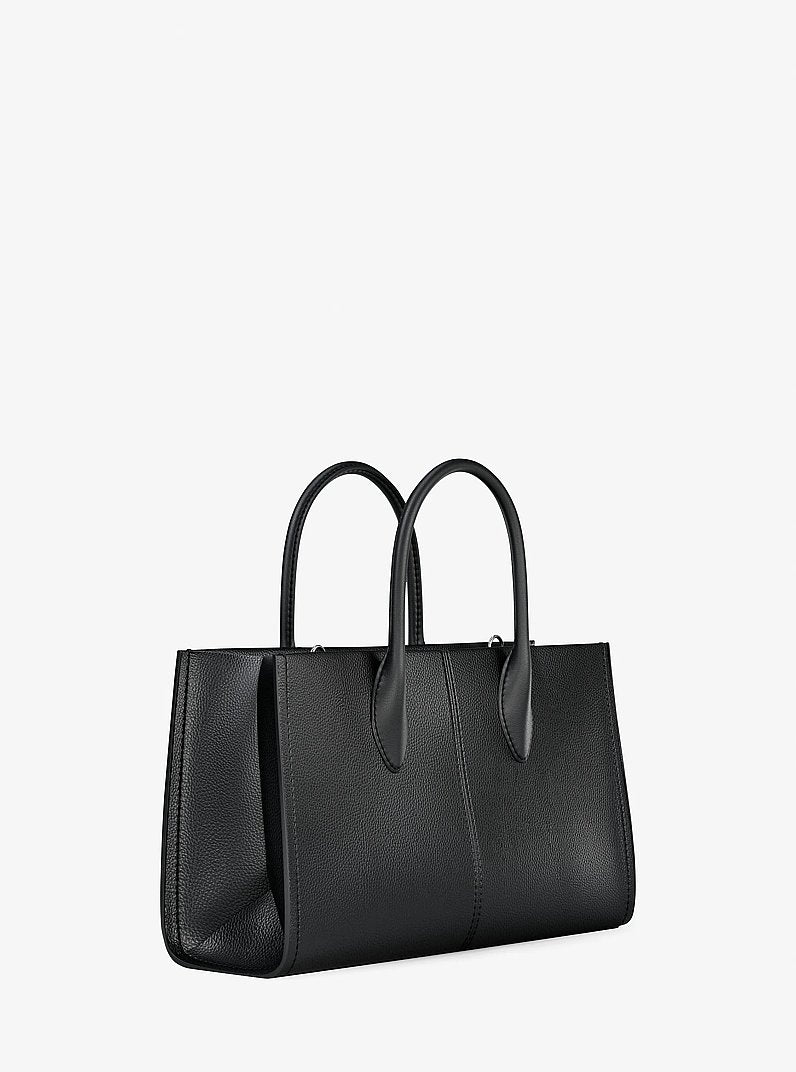Mirella Medium Pebbled Leather Satchel Black Black