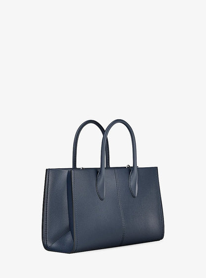 Mirella Medium Pebbled Leather Satchel Navy Navy