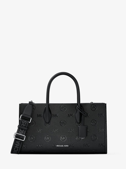 Mirella Medium Logo Debossed Satchel Black Black