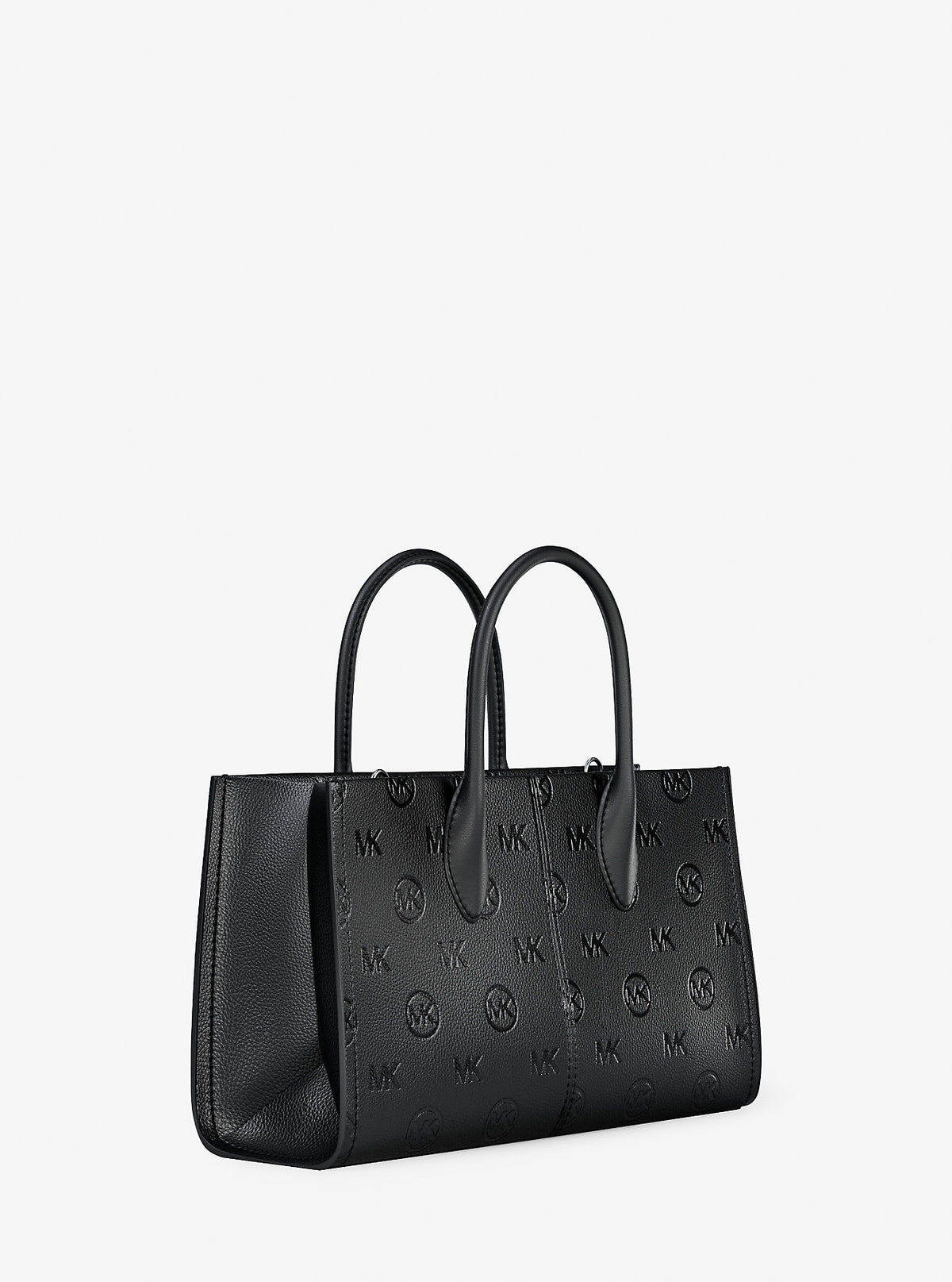 Mirella Medium Logo Debossed Satchel Black Black