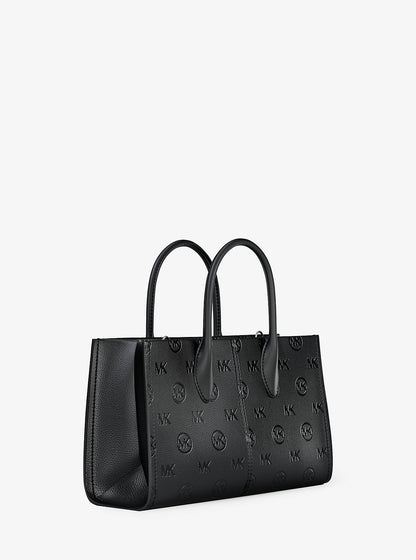 Mirella Medium Logo Debossed Satchel Black Black