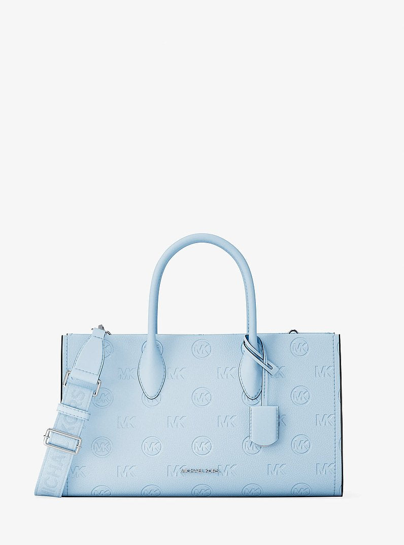 Mirella Medium Logo Debossed Satchel Pale Ocean Pale Ocean