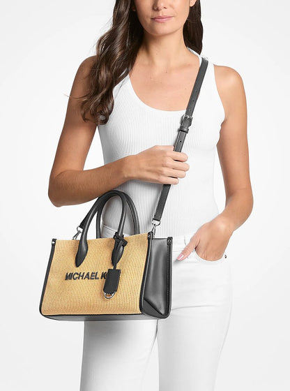 Mirella Medium Woven Satchel Black Black