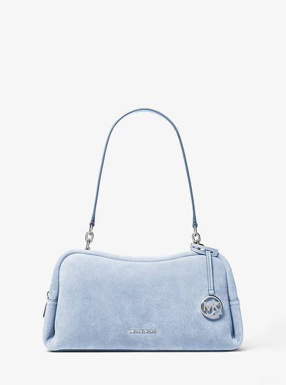 Cecily Medium Suede Shoulder Bag Pale Ocean Pale Ocean