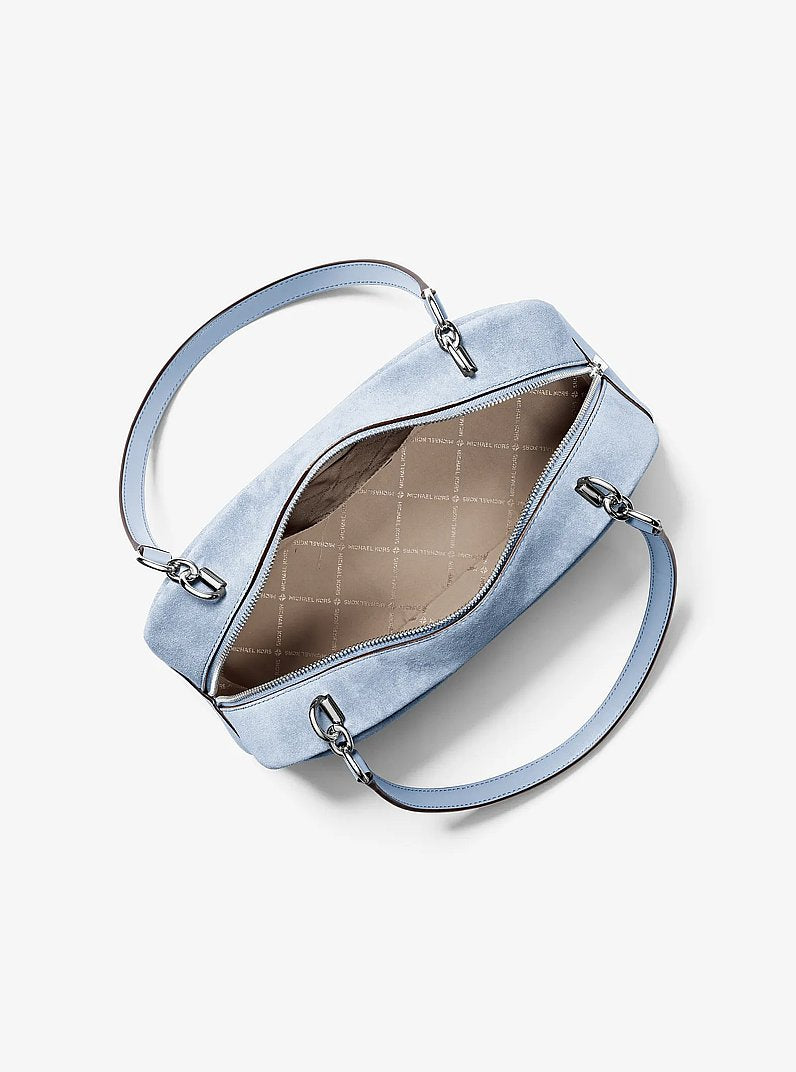 Cecily Medium Suede Shoulder Bag Pale Ocean Pale Ocean