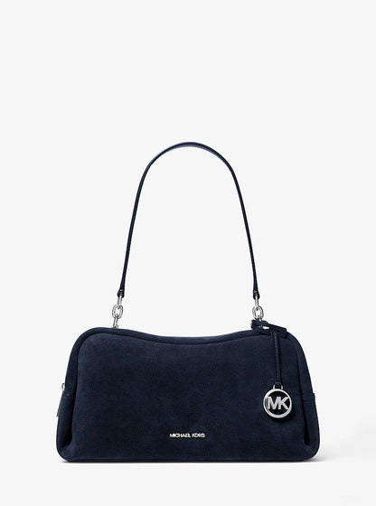 Cecily Medium Suede Shoulder Bag Navy Navy
