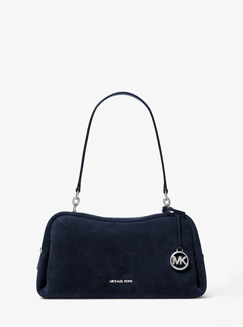 Cecily Medium Suede Shoulder Bag Navy Navy
