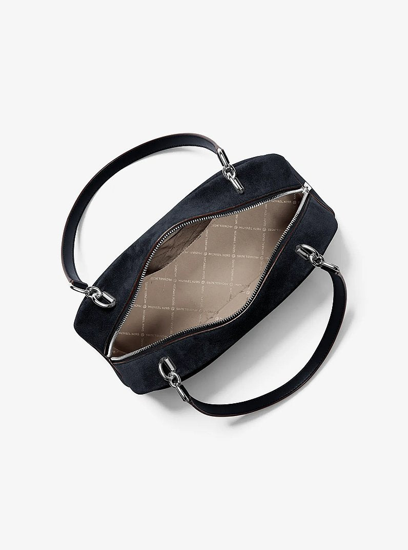 Cecily Medium Suede Shoulder Bag Navy Navy