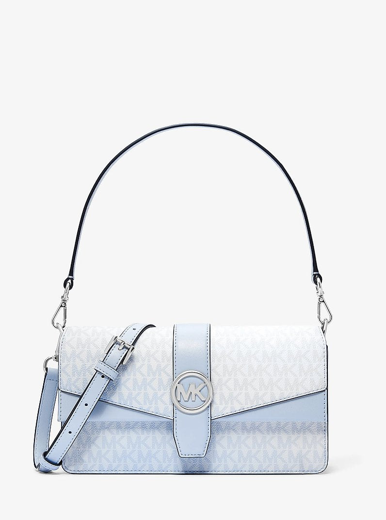 Greenwich Medium Signature Logo Shoulder Bag Pale Ocean Pale Ocean