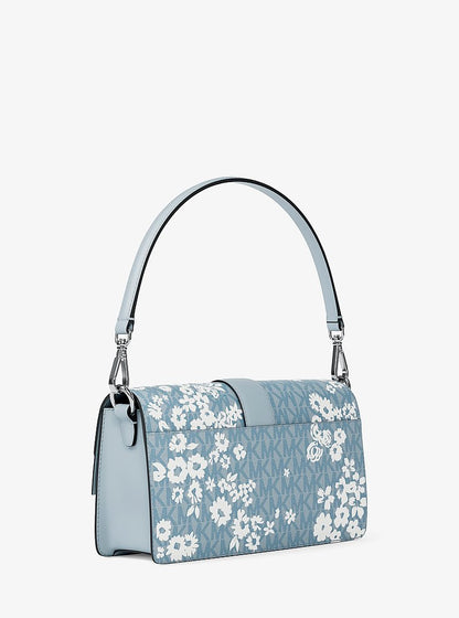 Greenwich Medium Printed Signature Logo Convertible Shoulder Bag Pale Ocean Pale Ocean