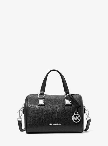 Grayson Small Pebbled Leather Duffel Crossbody Bag Black Black