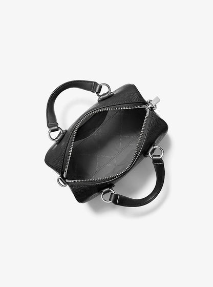 Grayson Small Pebbled Leather Duffel Crossbody Bag Black Black