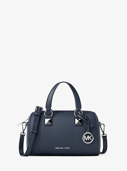 Grayson Small Pebbled Leather Duffel Crossbody Bag Navy Navy