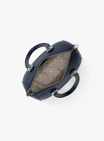Grayson Small Pebbled Leather Duffel Crossbody Bag Navy Navy