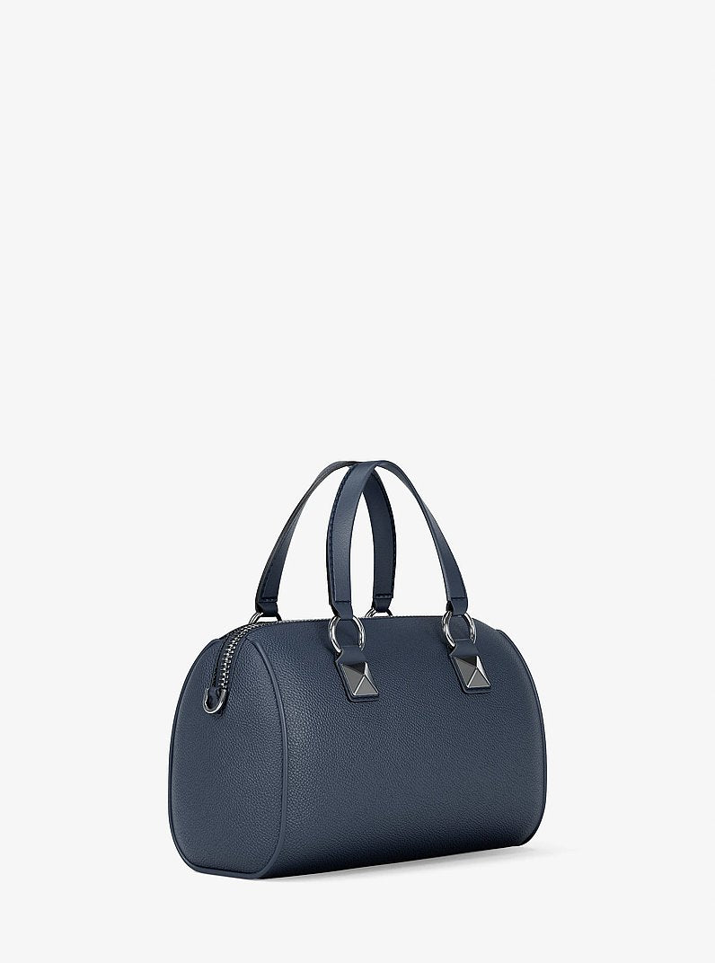 Grayson Small Pebbled Leather Duffel Crossbody Bag Navy Navy