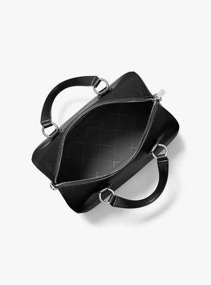 Grayson Medium Pebbled Leather Duffel Crossbody Bag Black Black