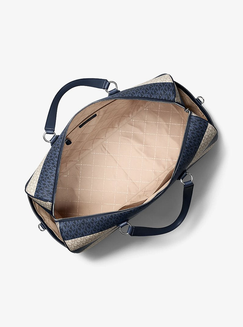 Grayson Extra-Large Striped Signature Logo Weekender Bag Navy Navy