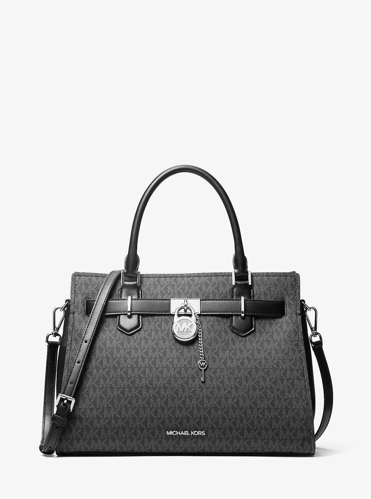 Hamilton Medium Signature Logo Satchel Black Black