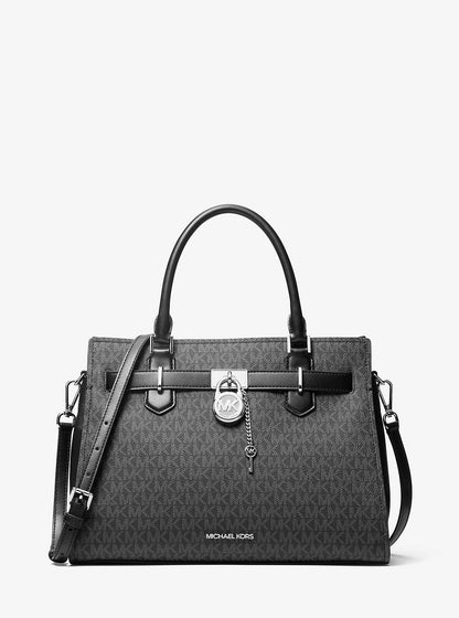 Hamilton Medium Signature Logo Satchel Black Black