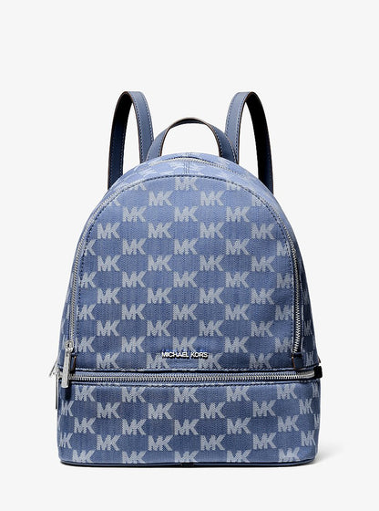Rhea Medium Logo Jacquard Denim Backpack Denim Denim