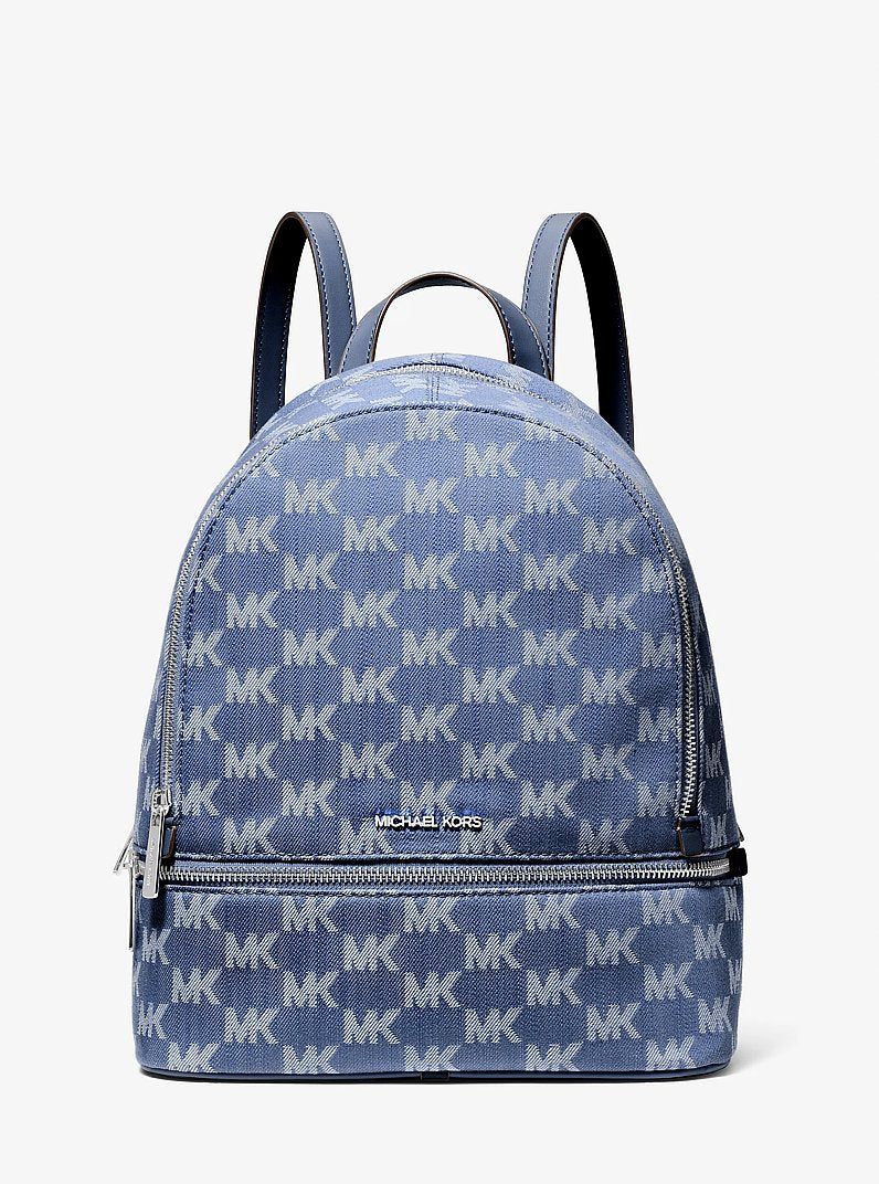 Rhea Medium Logo Jacquard Denim Backpack Denim Denim