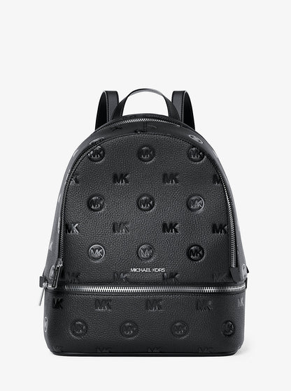 Rhea Medium Logo Debossed Backpack Black Black