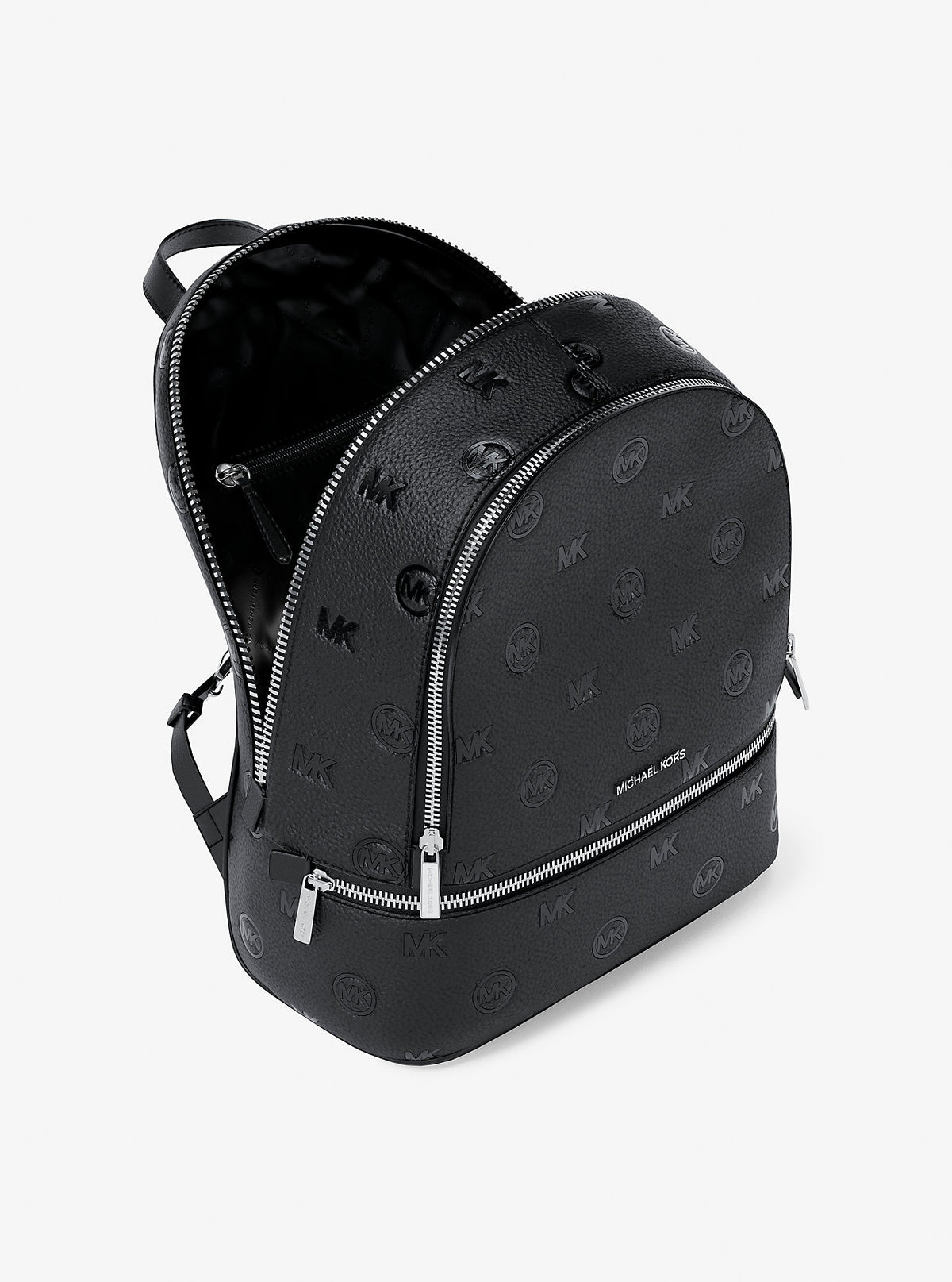 Rhea Medium Logo Debossed Backpack Black Black