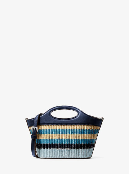 Tatum Small Striped Woven Crossbody Bag Navy Navy