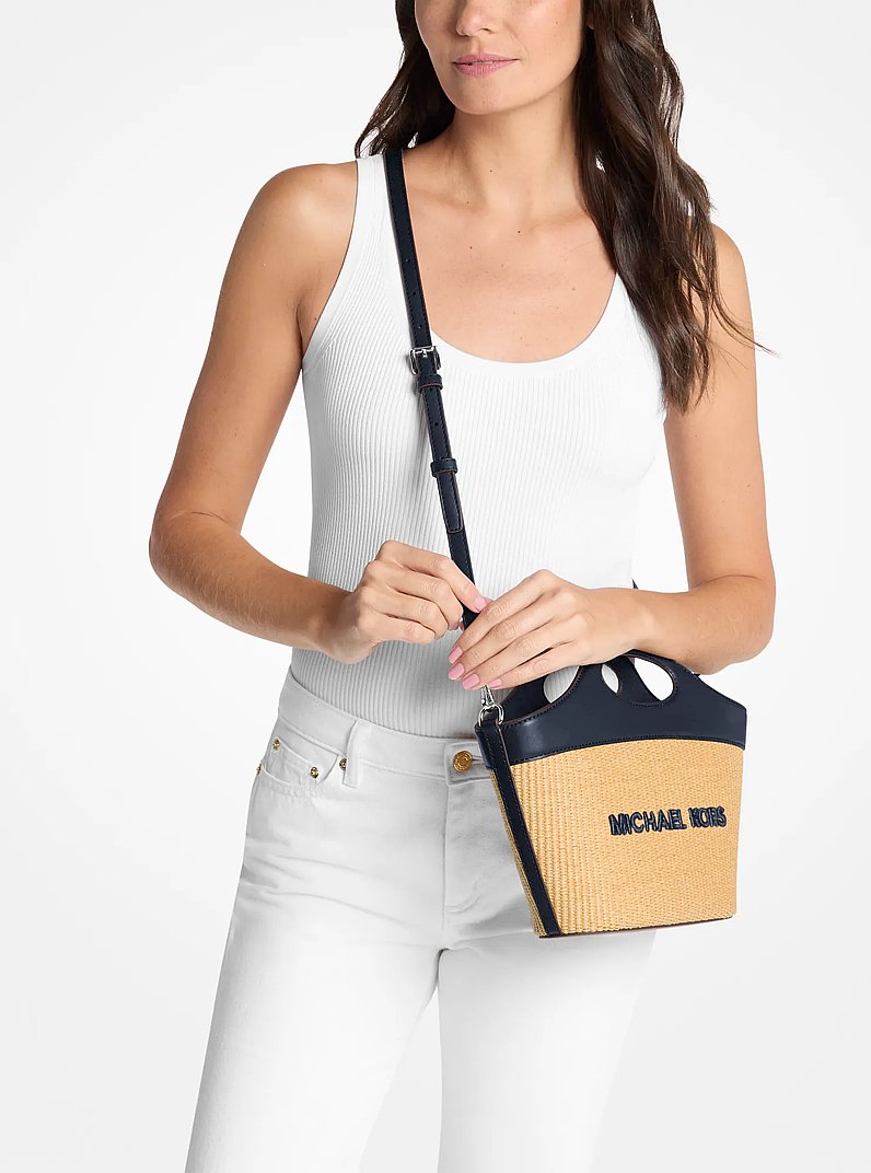 Tatum Medium Woven Convertible Crossbody Bag Navy Navy