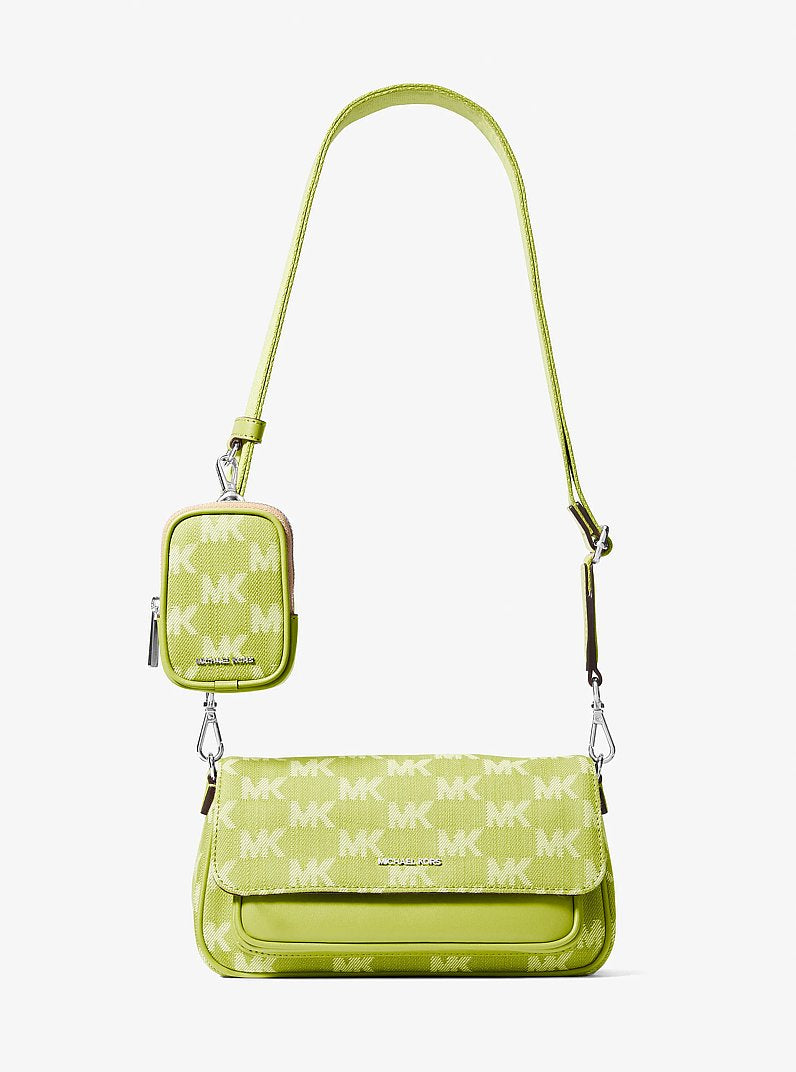 Jet Set Travel Small Logo Jacquard Denim Crossbody Bag With Pouch Lime Lime