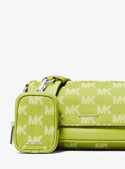 Jet Set Travel Small Logo Jacquard Denim Crossbody Bag With Pouch Lime Lime