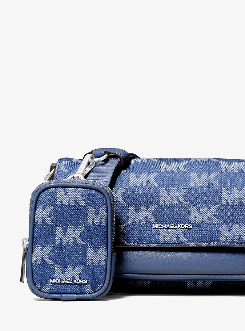 Jet Set Travel Small Logo Jacquard Denim Crossbody Bag With Pouch Denim Denim