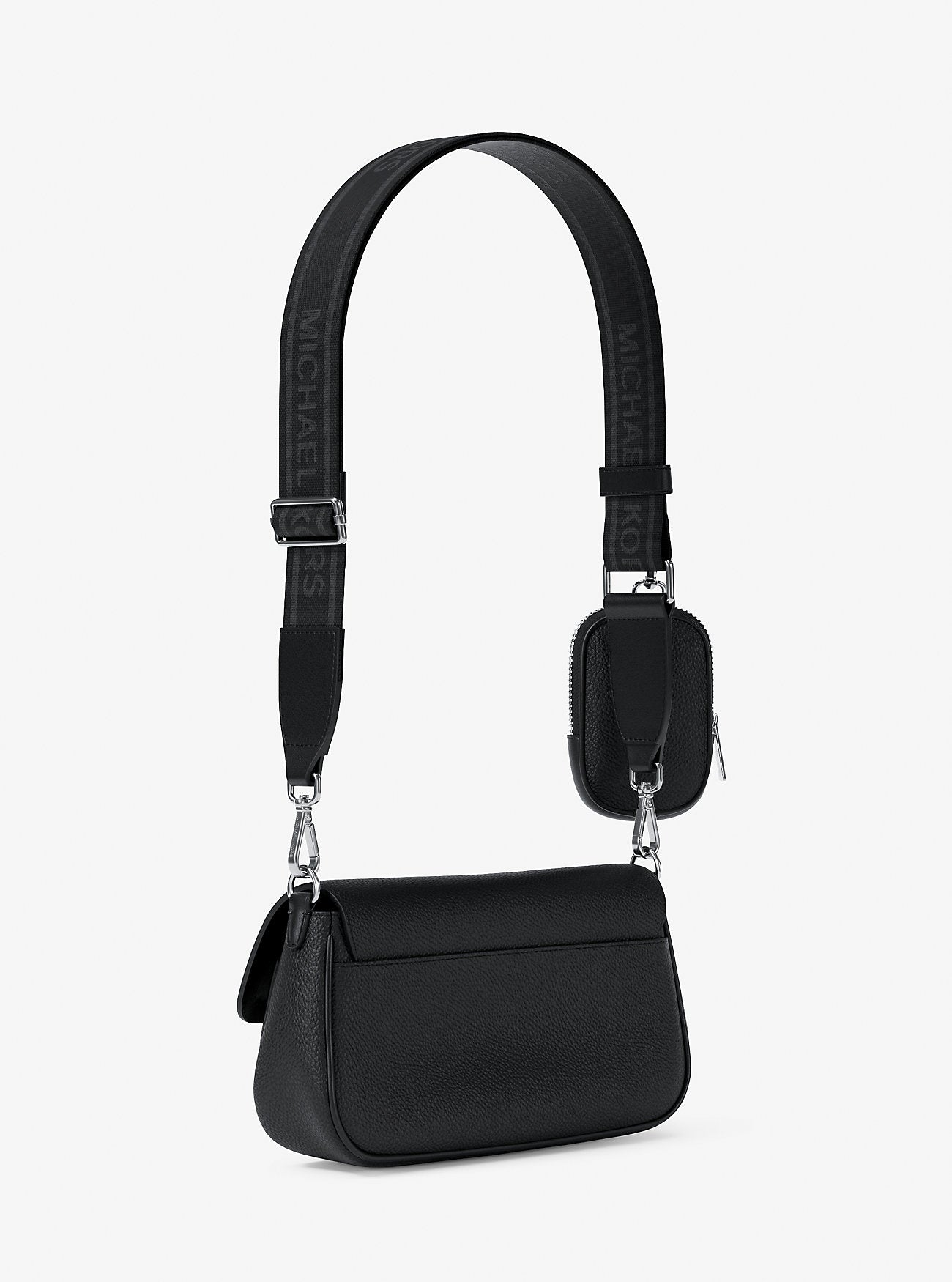 Jet Set Travel Small Pebbled Leather Crossbody Bag With Pouch Black Black