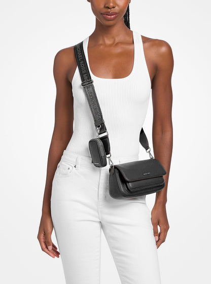 Jet Set Travel Small Pebbled Leather Crossbody Bag With Pouch Black Black