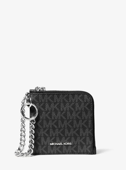 Jet Set Travel Medium Signature Logo Chain Wallet Black Black