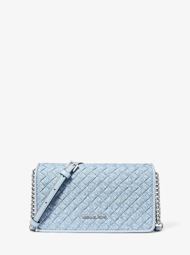 Jet Set Travel Woven Signature Logo Crossbody Bag Pale Ocean Pale Ocean