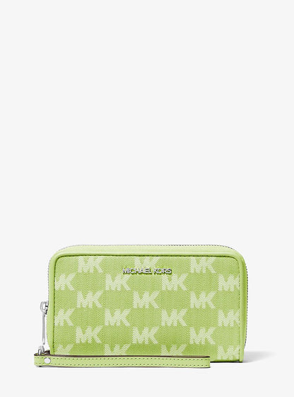 Jet Set Travel Large Logo Jacquard Denim Smartphone Wristlet Lime Lime