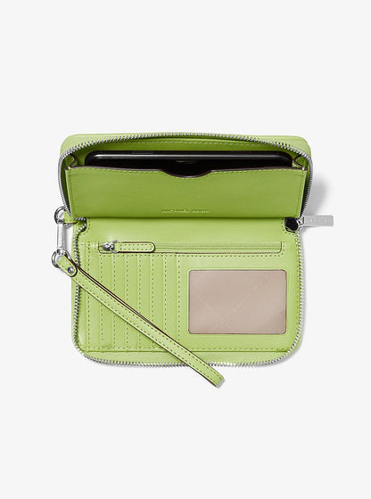 Jet Set Travel Large Logo Jacquard Denim Smartphone Wristlet Lime Lime