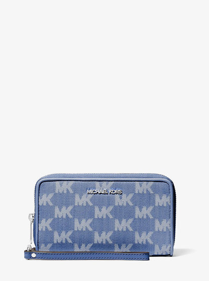 Jet Set Travel Large Logo Jacquard Denim Smartphone Wristlet Denim Denim