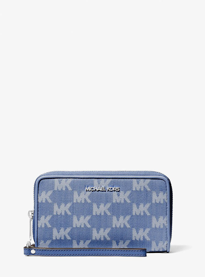 Jet Set Travel Large Logo Jacquard Denim Smartphone Wristlet Denim Denim