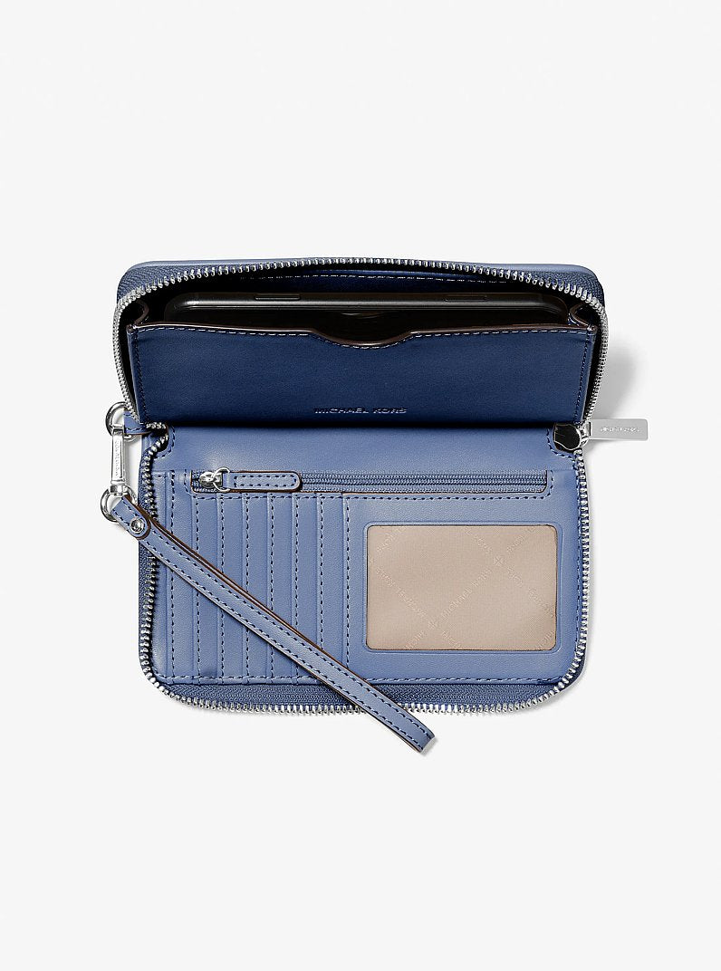 Jet Set Travel Large Logo Jacquard Denim Smartphone Wristlet Denim Denim